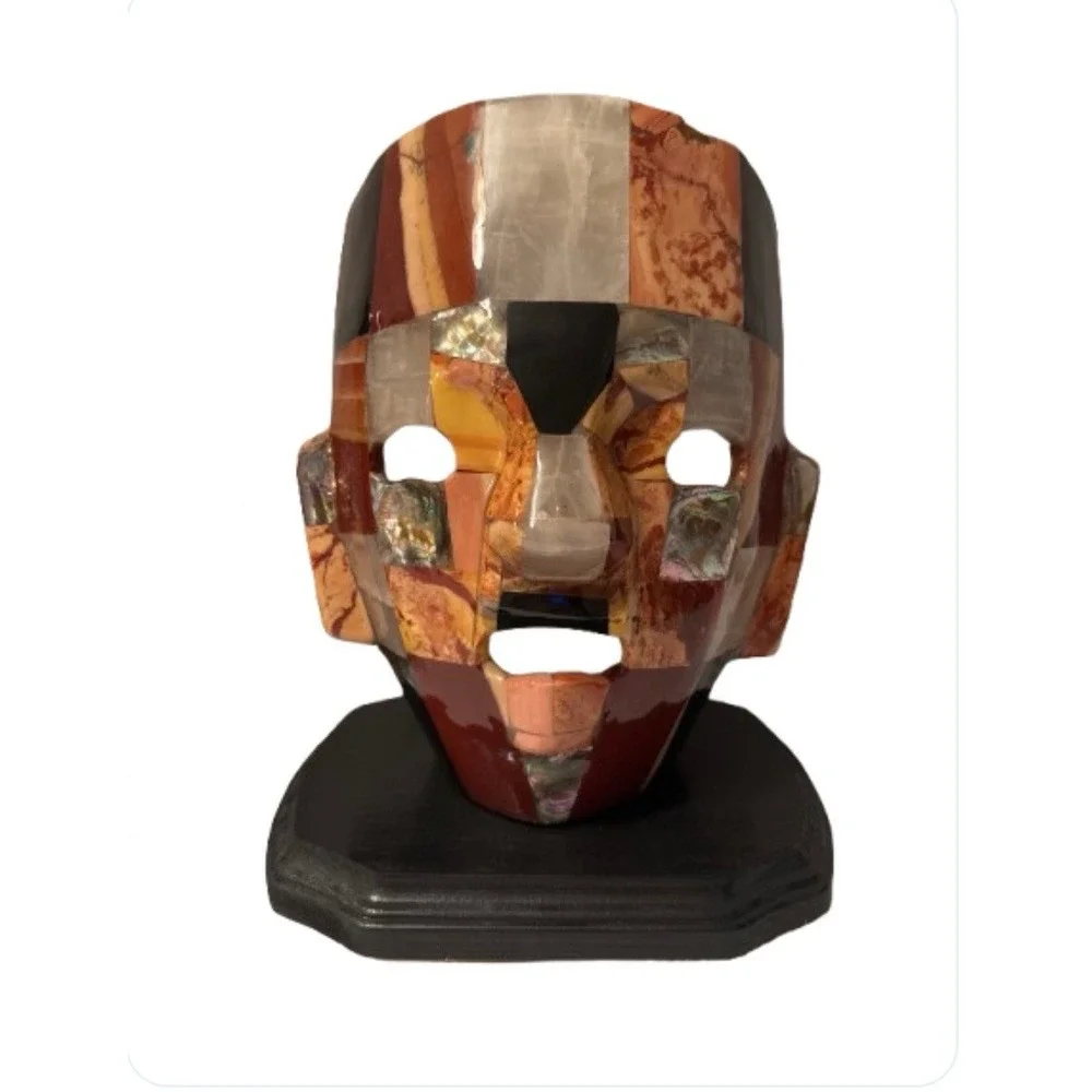 Aztec Mexican Mayan Tessellated Semi Precious Mask Mother‎ of Pearl  Abalone